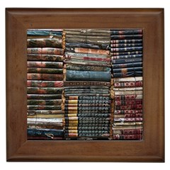 Pile Of Books Photo Of Assorted Book Lot Backyard Antique Store Framed Tile by Ravend