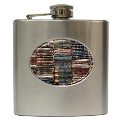 Pile Of Books Photo Of Assorted Book Lot Backyard Antique Store Hip Flask (6 Oz) by Ravend