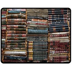 Pile Of Books Photo Of Assorted Book Lot Backyard Antique Store Two Sides Fleece Blanket (medium) by Ravend