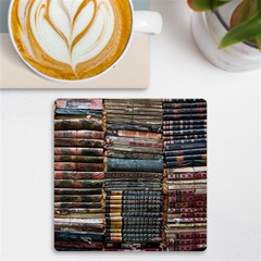 Pile Of Books Photo Of Assorted Book Lot Backyard Antique Store Uv Print Square Tile Coaster  by Ravend