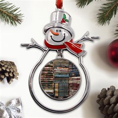 Pile Of Books Photo Of Assorted Book Lot Backyard Antique Store Metal Snowman Ornament by Ravend