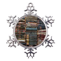 Pile Of Books Photo Of Assorted Book Lot Backyard Antique Store Metal Large Snowflake Ornament by Ravend