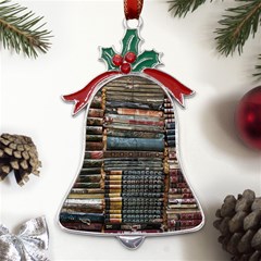 Pile Of Books Photo Of Assorted Book Lot Backyard Antique Store Metal Holly Leaf Bell Ornament by Ravend