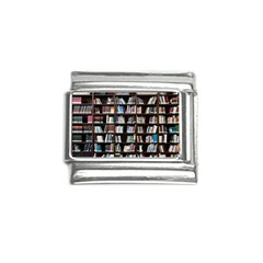 Book Collection In Brown Wooden Bookcases Books Bookshelf Library Italian Charm (9mm) by Ravend