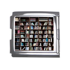 Book Collection In Brown Wooden Bookcases Books Bookshelf Library Mega Link Italian Charm (18mm) by Ravend