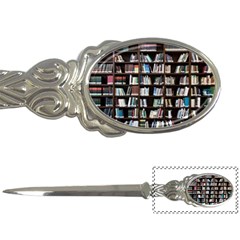 Book Collection In Brown Wooden Bookcases Books Bookshelf Library Letter Opener by Ravend