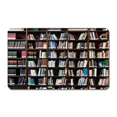 Book Collection In Brown Wooden Bookcases Books Bookshelf Library Magnet (rectangular) by Ravend