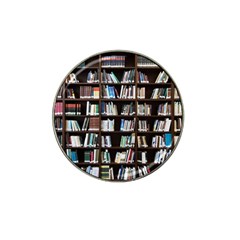 Book Collection In Brown Wooden Bookcases Books Bookshelf Library Hat Clip Ball Marker by Ravend