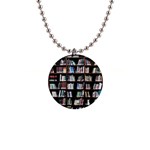 Book Collection In Brown Wooden Bookcases Books Bookshelf Library 1  Button Necklace Front