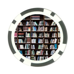 Book Collection In Brown Wooden Bookcases Books Bookshelf Library Poker Chip Card Guard by Ravend