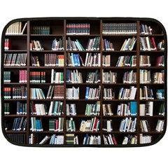 Book Collection In Brown Wooden Bookcases Books Bookshelf Library Fleece Blanket (mini) by Ravend