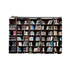 Book Collection In Brown Wooden Bookcases Books Bookshelf Library Cosmetic Bag (large) by Ravend