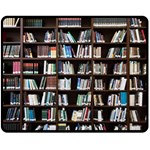 Book Collection In Brown Wooden Bookcases Books Bookshelf Library Fleece Blanket (Medium) 60 x50  Blanket Front