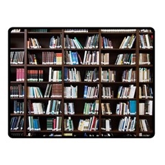 Book Collection In Brown Wooden Bookcases Books Bookshelf Library Fleece Blanket (small) by Ravend