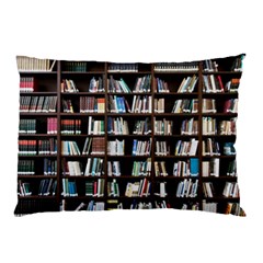 Book Collection In Brown Wooden Bookcases Books Bookshelf Library Pillow Case (two Sides) by Ravend