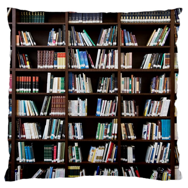 Book Collection In Brown Wooden Bookcases Books Bookshelf Library Large Cushion Case (One Side)