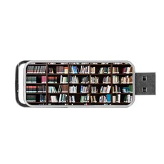 Book Collection In Brown Wooden Bookcases Books Bookshelf Library Portable Usb Flash (one Side) by Ravend