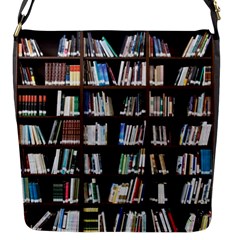 Book Collection In Brown Wooden Bookcases Books Bookshelf Library Flap Closure Messenger Bag (s) by Ravend