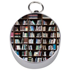 Book Collection In Brown Wooden Bookcases Books Bookshelf Library Silver Compasses by Ravend