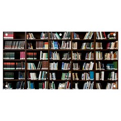 Book Collection In Brown Wooden Bookcases Books Bookshelf Library Banner And Sign 4  X 2  by Ravend