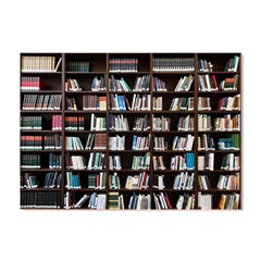 Book Collection In Brown Wooden Bookcases Books Bookshelf Library Crystal Sticker (a4) by Ravend