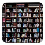 Book Collection In Brown Wooden Bookcases Books Bookshelf Library Square Glass Fridge Magnet (4 pack) Front