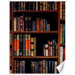 Assorted Title Of Books Piled In The Shelves Assorted Book Lot Inside The Wooden Shelf Canvas 12  X 16  by Ravend