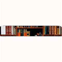 Assorted Title Of Books Piled In The Shelves Assorted Book Lot Inside The Wooden Shelf Small Bar Mat by Ravend