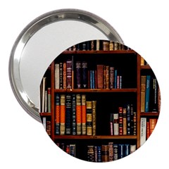 Assorted Title Of Books Piled In The Shelves Assorted Book Lot Inside The Wooden Shelf 3  Handbag Mirrors by Ravend