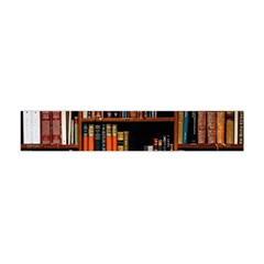 Assorted Title Of Books Piled In The Shelves Assorted Book Lot Inside The Wooden Shelf Premium Plush Fleece Scarf (mini) by Ravend