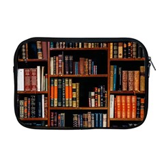 Assorted Title Of Books Piled In The Shelves Assorted Book Lot Inside The Wooden Shelf Apple Macbook Pro 17  Zipper Case by Ravend