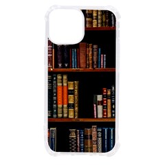 Assorted Title Of Books Piled In The Shelves Assorted Book Lot Inside The Wooden Shelf Iphone 13 Mini Tpu Uv Print Case by Ravend