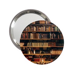 Books On Bookshelf Assorted Color Book Lot In Bookcase Library 2 25  Handbag Mirrors by Ravend