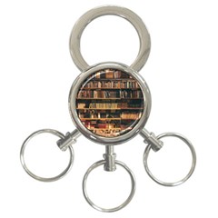 Books On Bookshelf Assorted Color Book Lot In Bookcase Library 3-ring Key Chain by Ravend