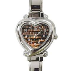 Books On Bookshelf Assorted Color Book Lot In Bookcase Library Heart Italian Charm Watch by Ravend