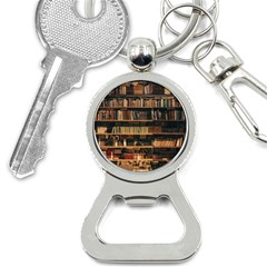 Books On Bookshelf Assorted Color Book Lot In Bookcase Library Bottle Opener Key Chain by Ravend