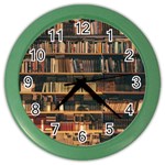 Books On Bookshelf Assorted Color Book Lot In Bookcase Library Color Wall Clock Front