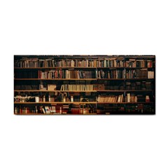 Books On Bookshelf Assorted Color Book Lot In Bookcase Library Hand Towel by Ravend