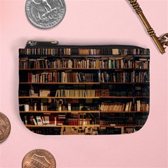 Books On Bookshelf Assorted Color Book Lot In Bookcase Library Mini Coin Purse by Ravend