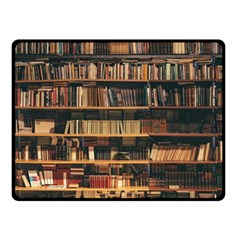 Books On Bookshelf Assorted Color Book Lot In Bookcase Library Fleece Blanket (small) by Ravend