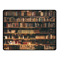 Books On Bookshelf Assorted Color Book Lot In Bookcase Library Two Sides Fleece Blanket (small) by Ravend