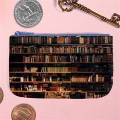 Books On Bookshelf Assorted Color Book Lot In Bookcase Library Large Coin Purse by Ravend