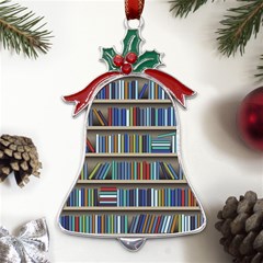 Bookshelf Metal Holly Leaf Bell Ornament by Ravend