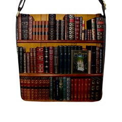 Books-library-bookshelf-bookshop Flap Closure Messenger Bag (l) by Ravend