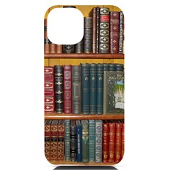 Books-library-bookshelf-bookshop Iphone 14 Black Uv Print Case by Ravend