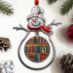 Books-library-bookshelf-bookshop Metal Snowman Ornament