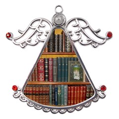 Books-library-bookshelf-bookshop Metal Angel With Crystal Ornament by Ravend