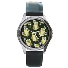 Frog Pattern Round Metal Watch by Valentinaart