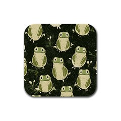 Frog Pattern Rubber Square Coaster (4 Pack) by Valentinaart