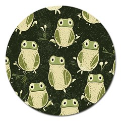 Frog Pattern Magnet 5  (round) by Valentinaart